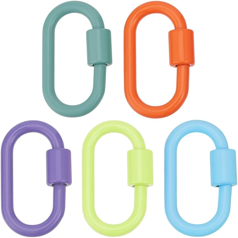 5Pcs Enamel Carabiner Lock Screw Carabiner Clip Hook Buckle Screw Locking Keychain 5 Colors Oval ... | Amazon (US)