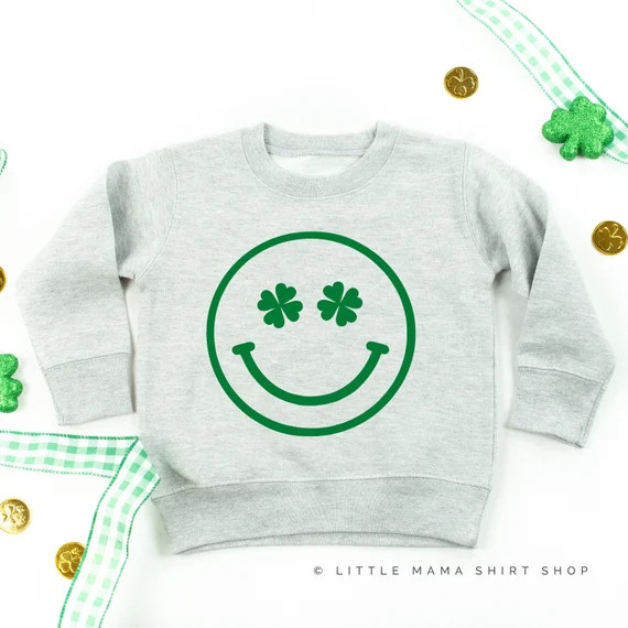 Shamrock Eyes Smiley Face | St Patricks Day Sweater | St Patty's Sweater for Kids |Kid St Patrick... | Etsy (US)