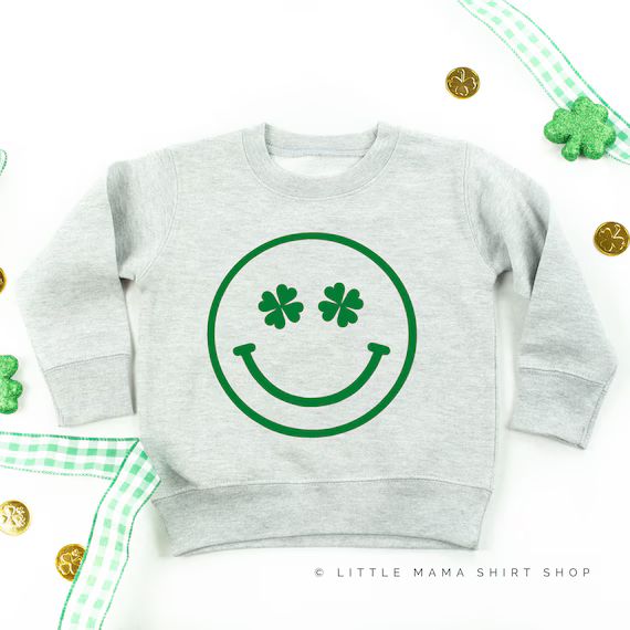 Shamrock Eyes Smiley Face | St Patricks Day Sweater | St Patty's Sweater for Kids |Kid St Patrick... | Etsy (US)