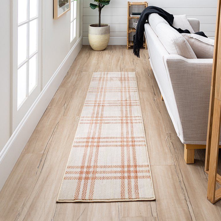 GAP Home Distressed Plaid Indoor Area Rug, Blush, 2x7 - Walmart.com | Walmart (US)