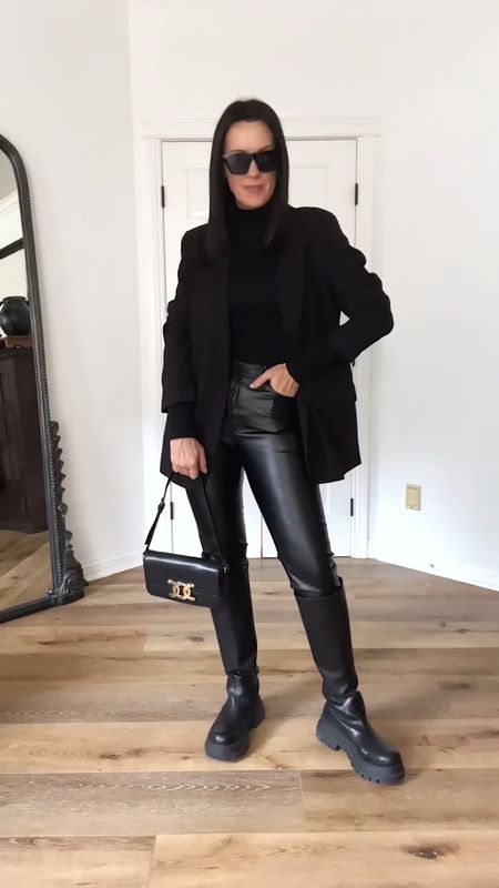 Styling an all-black moment. 

Blazer-wearing medium
Faux leather pants-snug, i sized up to 28
Turtleneck-tts, wearing small
Boots-Zara, will link on Ig stories 

Monochromatic look | all black outfit | faux leather cropped pants | black lug sole boots | black turtleneck | date night 



#LTKstyletip #LTKunder100 #LTKunder50