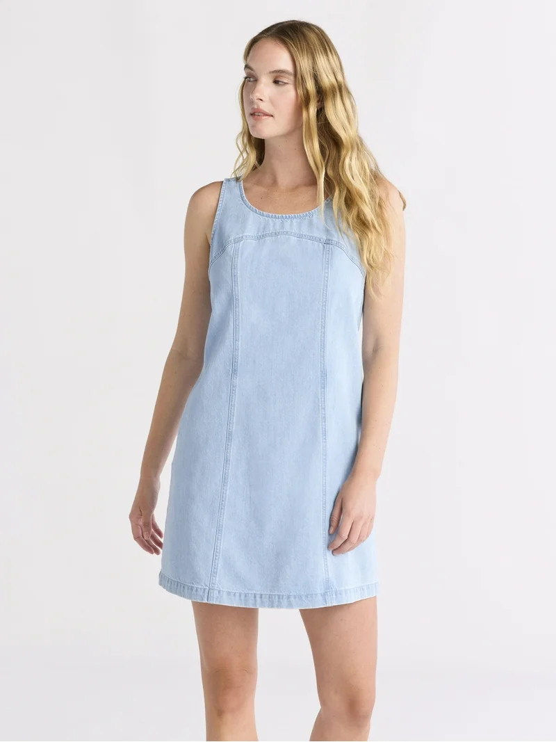 Time and Tru Women's Denim Shift Mini Dress, Sizes XS-XXXL | Walmart (US)