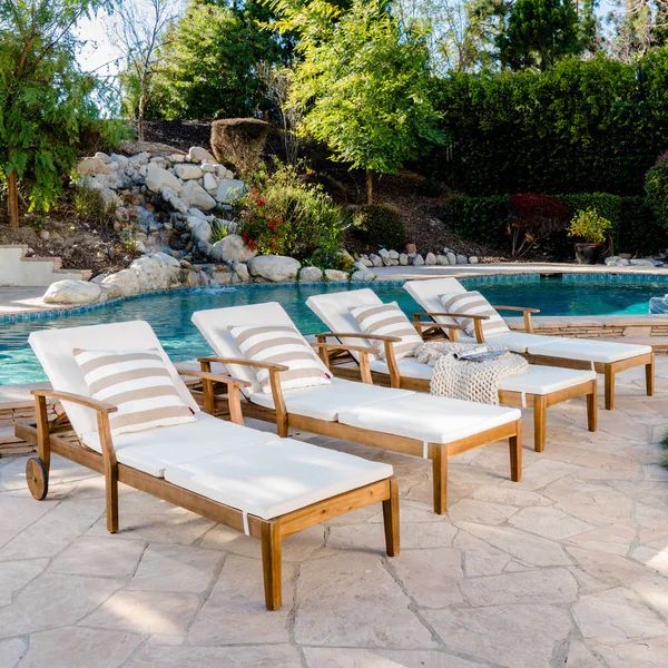 Perla Outdoor Wood Chaise Lounge (Set of 4) by Christopher Knight Home | Bed Bath & Beyond