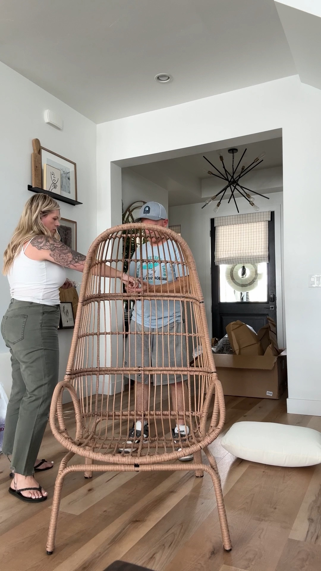 Narrow indoor/outdoor egg chair. I love this chair and got 2 of them for under my pergola! 

#LTKVideo #LTKHome #LTKSaleAlert