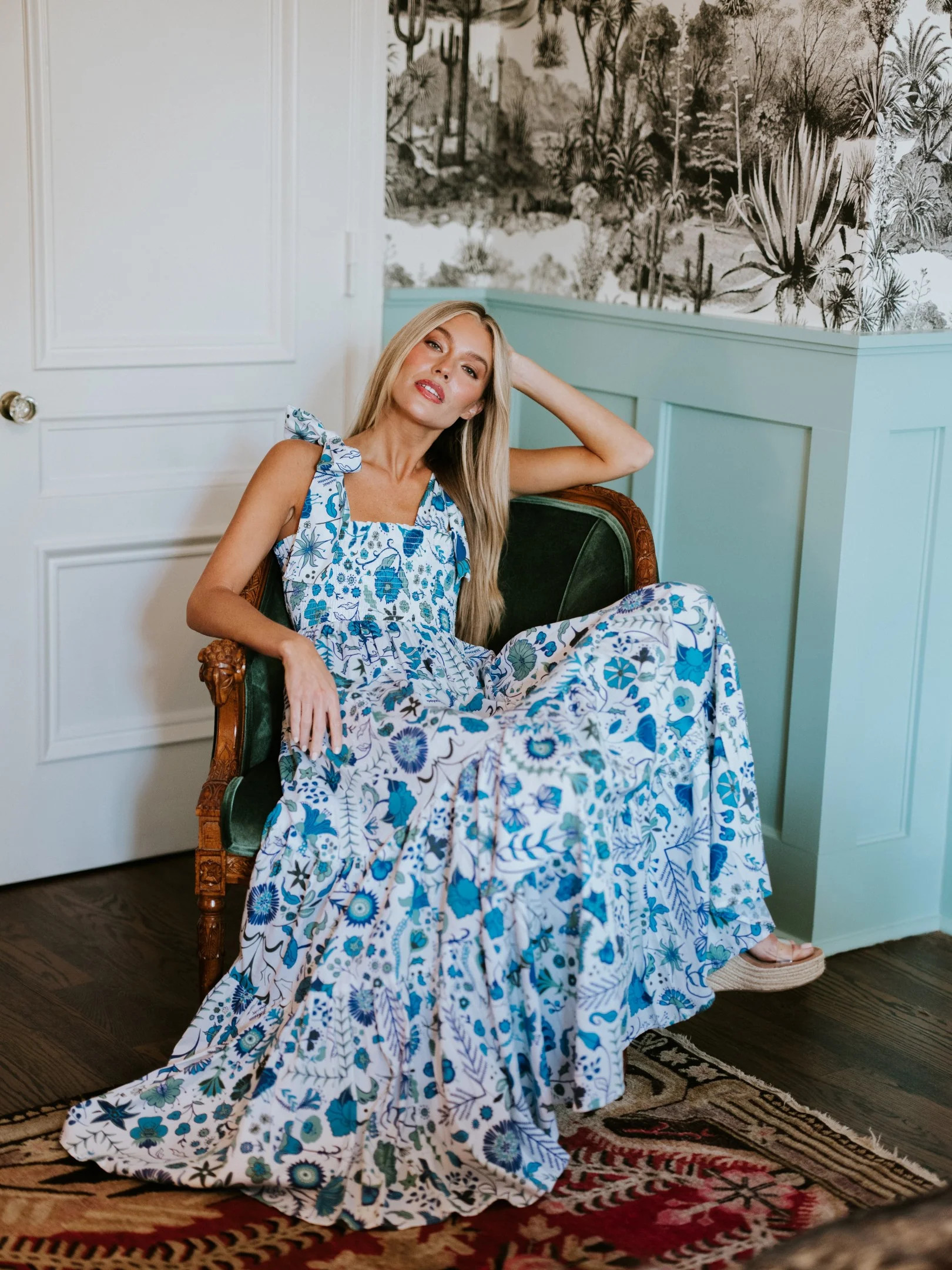 Sheridan French I Spring 2023 I Kelly Dress in White + Blue Floral | Sheridan French