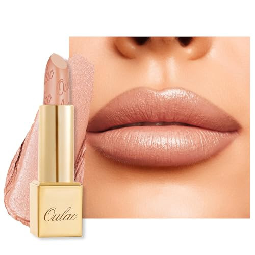 Oulac Matte Pinky Nude Lipstick with Glow Metallic Finish - Vegan Lipstick for Women, Creamy Texture, Hydrating Clean Beauty Formula, High-End Magnetic Hook Design, GM02 Ethereal | Amazon (US)