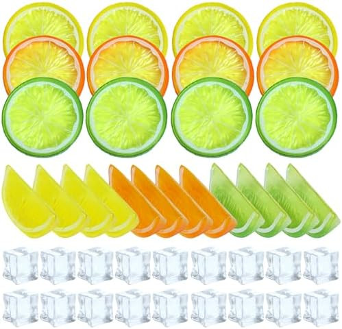 80 Pcs Artificial Fake Lemon Slices Blocks Fake Ice Cubes, 30 Pcs Simulation Lemon Slices 15 Pcs ... | Amazon (US)