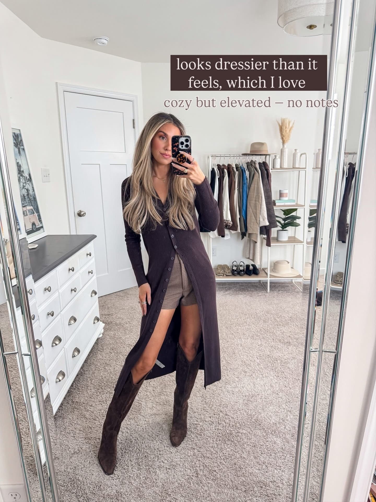 Thanksgiving outfit idea 🤎🍂
+ duster cardigan: xxs — linking exact & similar 
+ plaid shorts: 23 
+ chocolate brown boots: true to size — linking exact & similar 


Fall outfit
Fall style
Sweater
Amazon sweater
Amazon fashion 
Amazon outfit 
Amazon Thanksgiving outfit 
Fall boots #LTKStyleTip 

#LTKFindsUnder50 #LTKPetite
