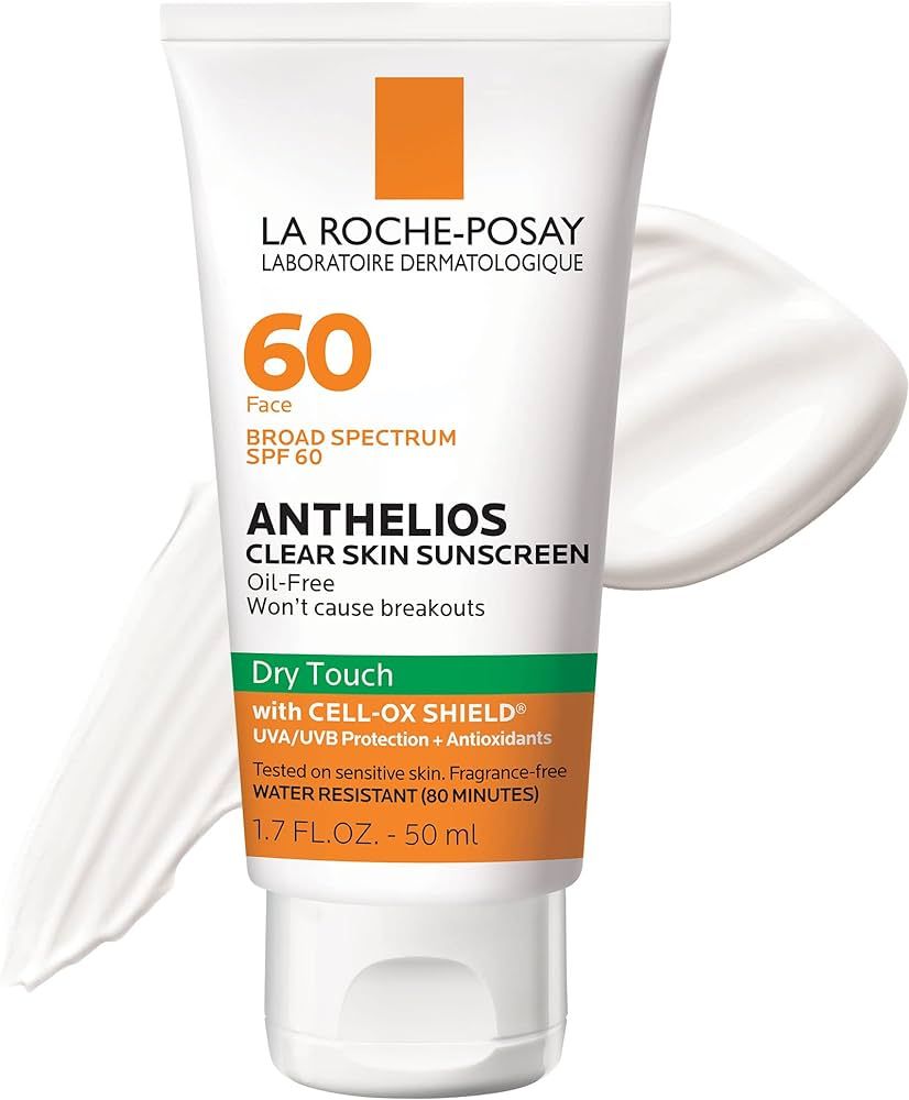 La Roche-Posay Anthelios Clear Skin Sunscreen Dry Touch SPF 60 | Oil Free Sunscreen For Face | Oi... | Amazon (US)