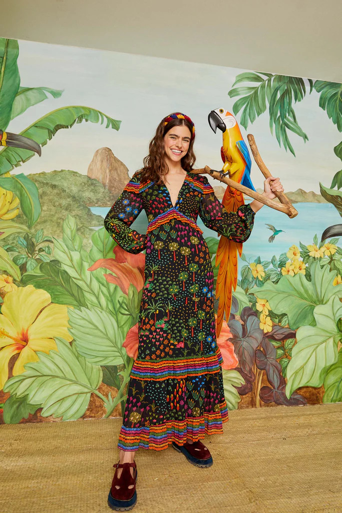 fruit garden long sleeve maxi dress | FarmRio (US)