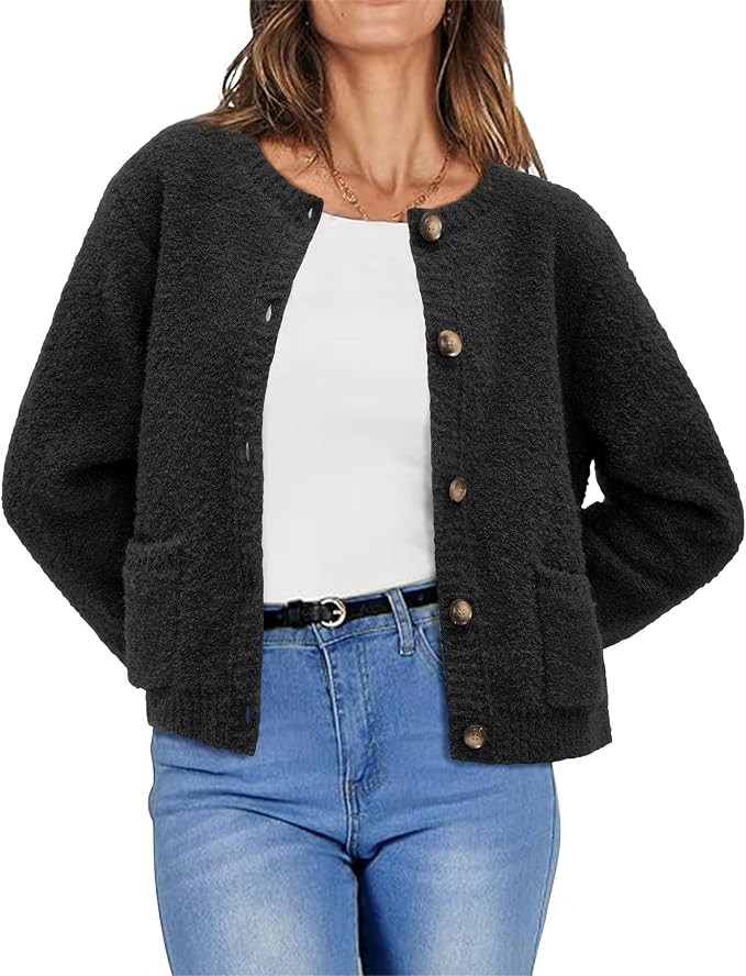 Arach&Cloz Women's Open Front Cardigan Sweaters Fall Fashion Button Down Knit Chunky Outwear Coat... | Amazon (US)