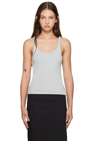 St. Agni - Gray Organic Cotton Slim Scoop Tank Top | SSENSE