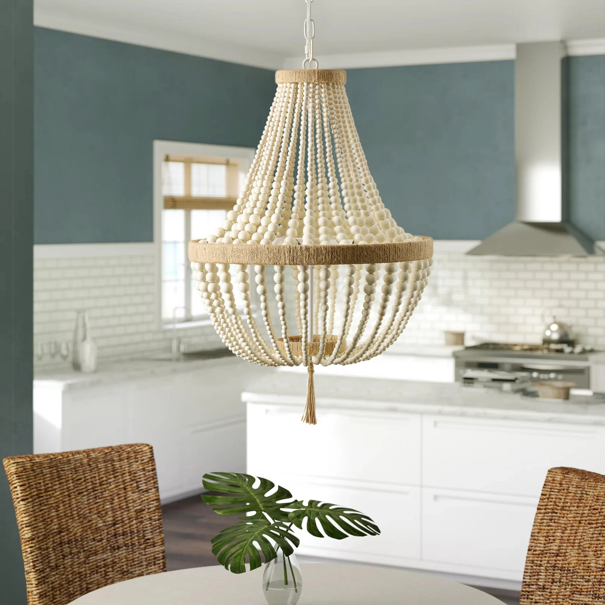 Heald 4-Light Beads White/Brown Finish Dimmable Pendant Light Fixtures | Wayfair North America