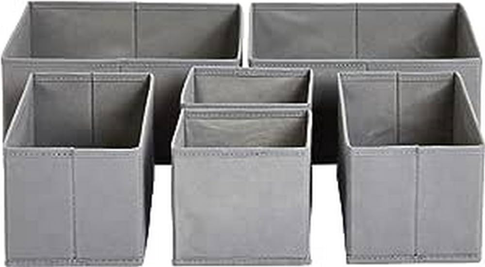 Amazon Basics Cloth Drawer Storage Organizer Boxes for Socks, Underwear and Baby Items, Set of 6,... | Amazon (US)