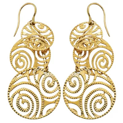 Aurealis 10k Yellow Gold Swirl Circle Dangle Earrings | Belk
