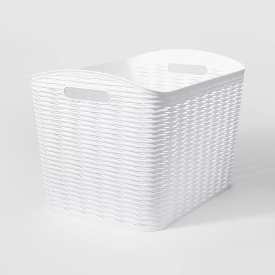 Wave XL Curved Storage Bin White - Brightroom™: Polypropylene, 26L Capacity, Cut-Out Handles, U... | Target