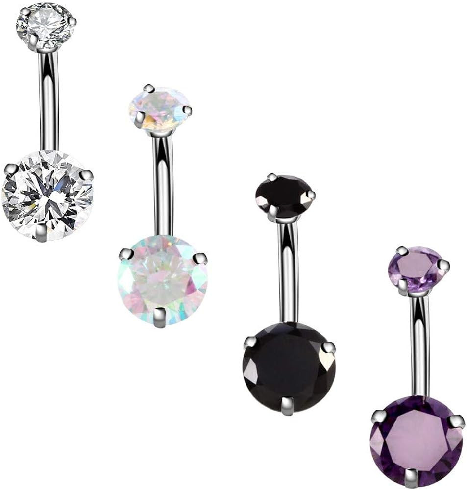 YHMM 14G Surgical Steel Belly Button Rings, Internally Threaded Round CZ Navel Barbell Stud for W... | Amazon (CA)