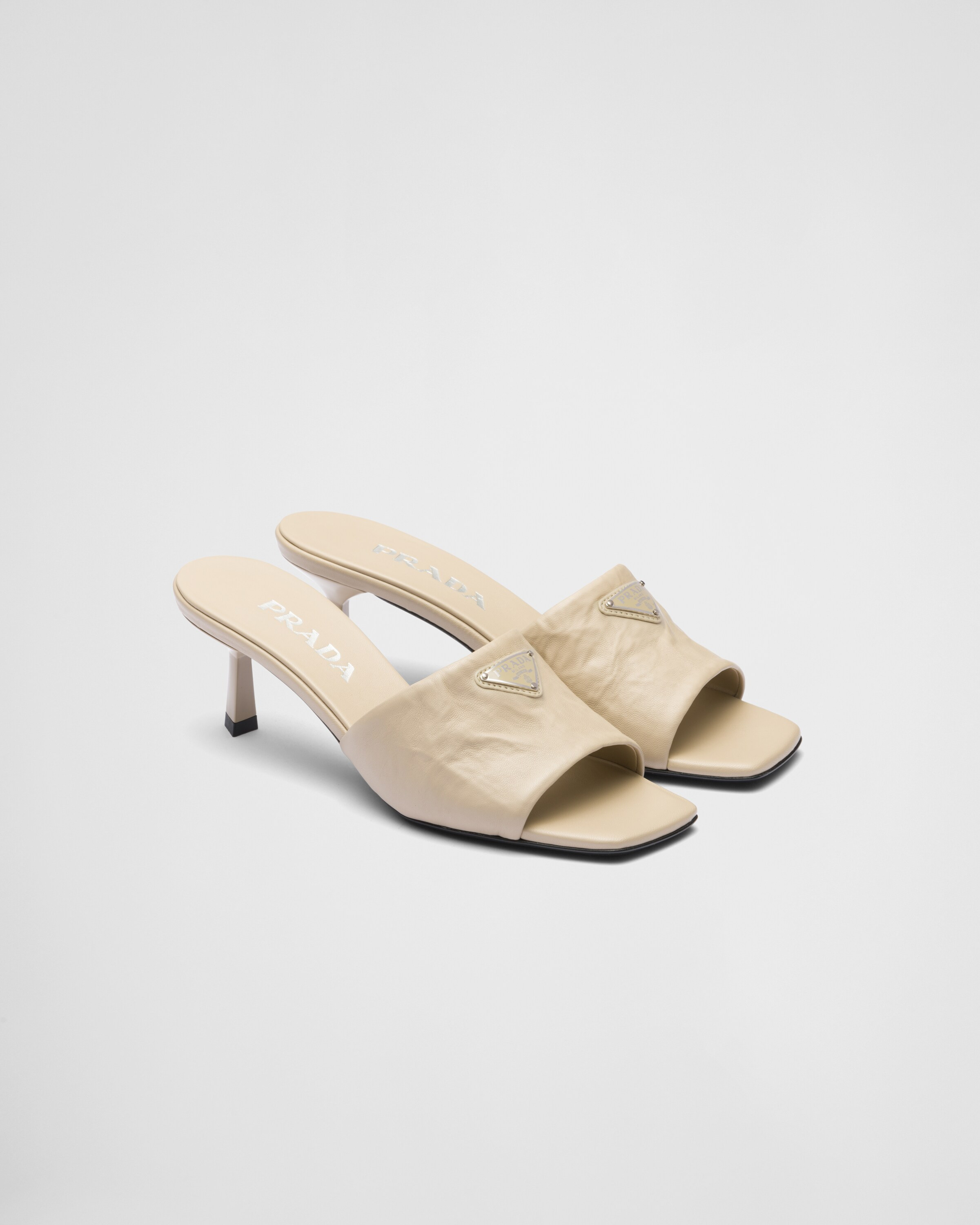 Antiqued nappa leather sandals | Prada Spa US