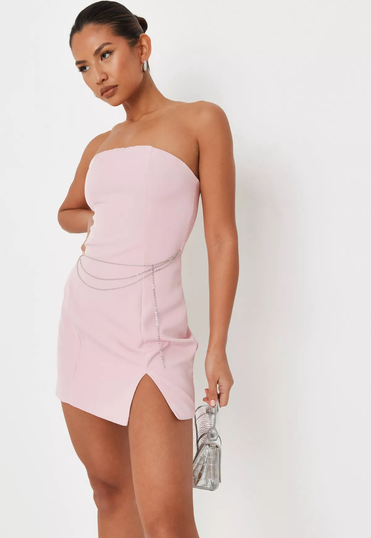 Missguided - Pink Chain Detail Bandeau Mini Dress | Missguided (US & CA)