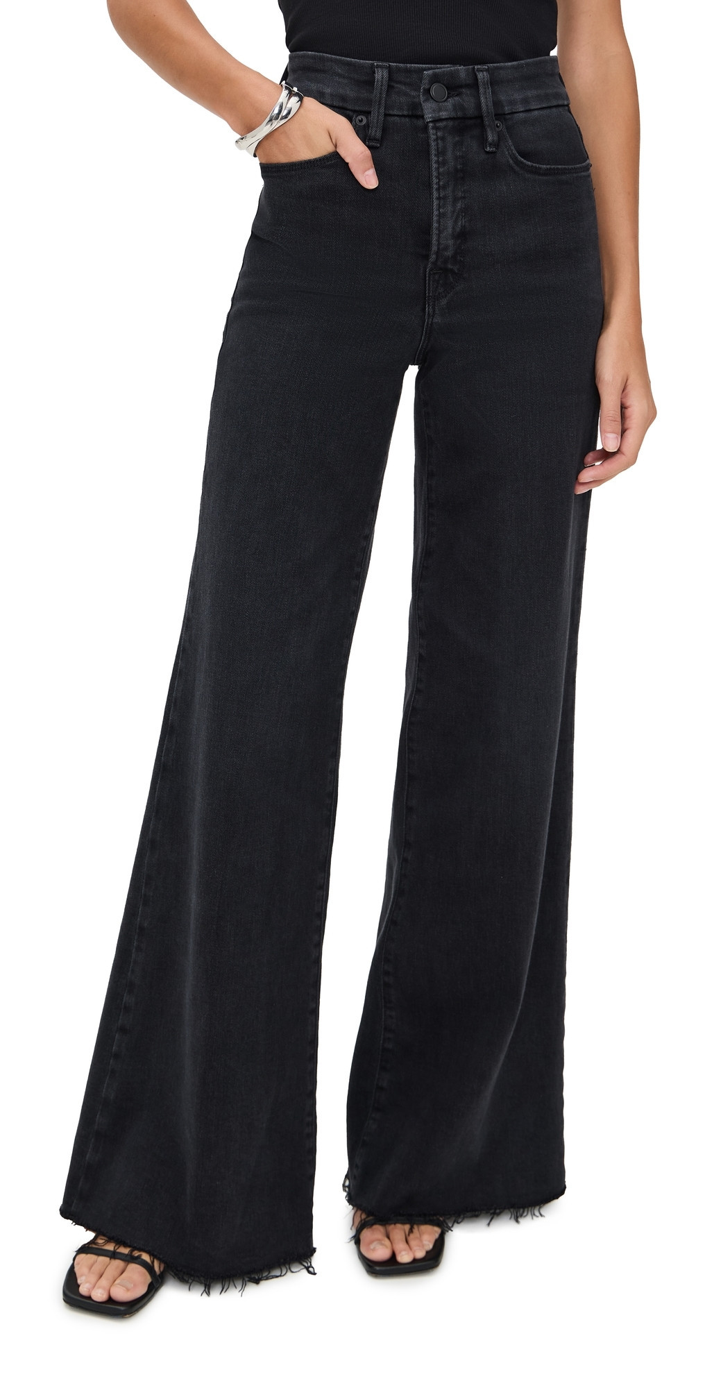 Good American Soft Tech Good Waist Palazzo Jeans Black391 0 | Shopbop