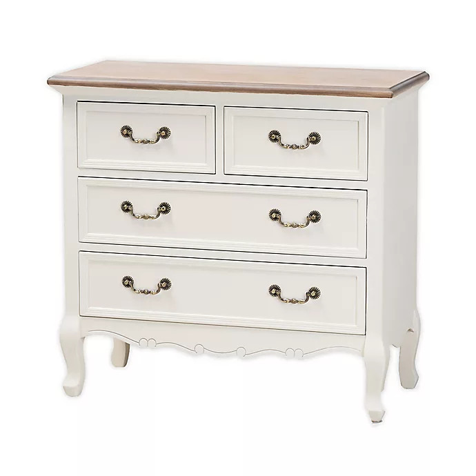 Baxton Studio Jerelyn Two-Tone 4-Drawer Accent Dresser in White | Bed Bath & Beyond