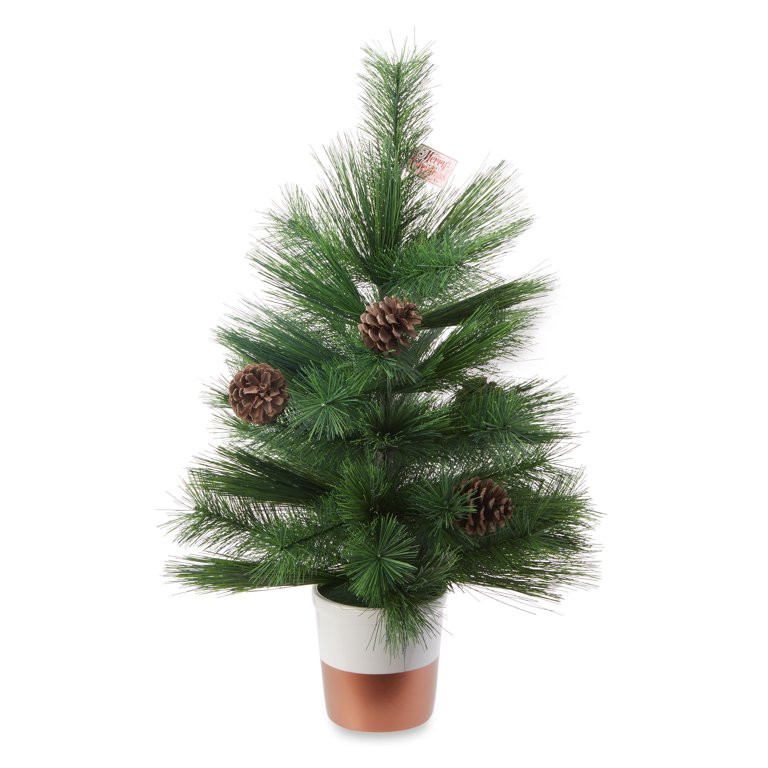 Holiday Time Pine Tree with a White and Copper Base, 24-inch - Walmart.com | Walmart (US)