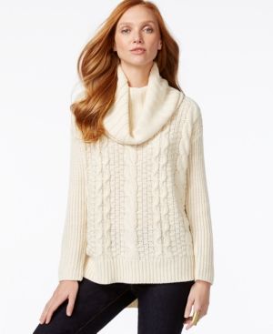 G.h. Bass & Co. Cowl-Neck Cable-Knit Sweater | Macys (US)