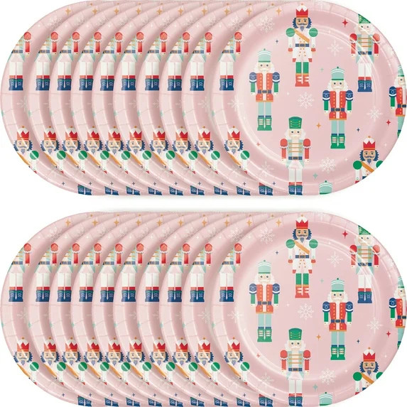 Nutcracker Christmas Disposable Paper Plates, 9", Pink, 20 Count, by Holiday Time | Walmart (US)