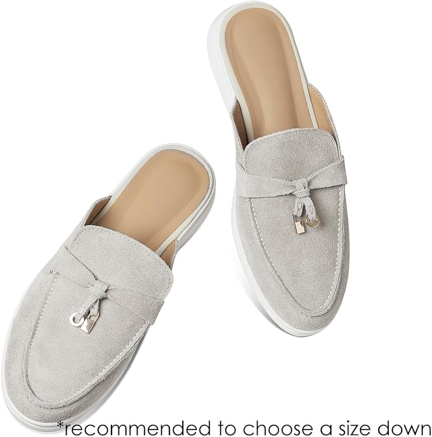 Mule for Women Closed Almond Toe Backless Slip on Flat Slides Penny Loafer Slippers | Amazon (US)