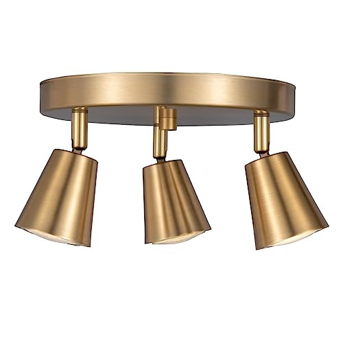 3 Light Track Lighting Kit, Matt Brass Finish Canopy with Moden Flush Mount Ceiling Spotlight for... | Amazon (US)