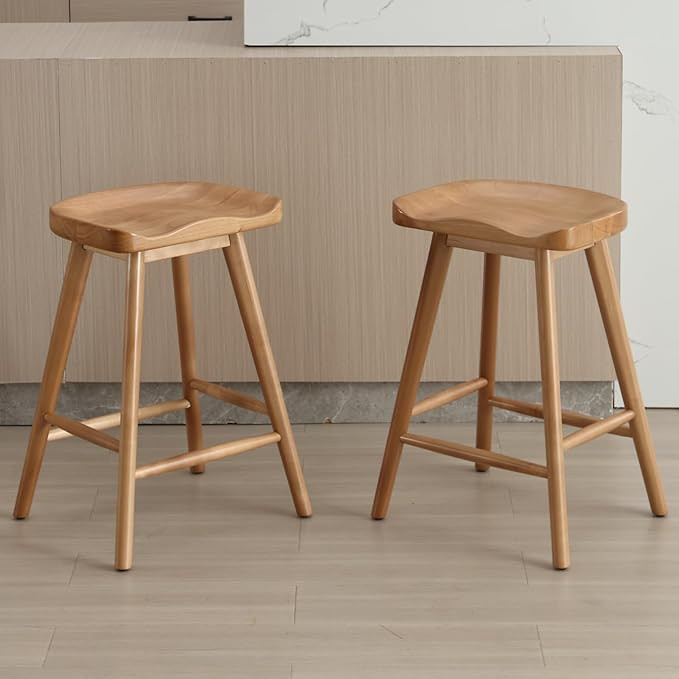 DUOMAY Backless Counter Stools Set of 2, Modern 24.25" Seat Height Low Bar Chairs Solid Rubber Wo... | Amazon (US)