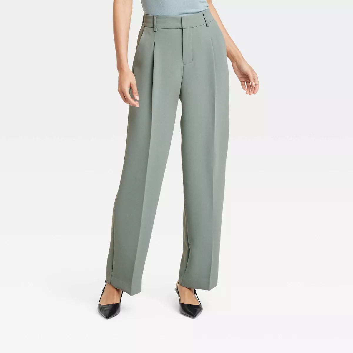 Women's High-Rise Pleated Front Straight Trousers - A New Day™ | Target