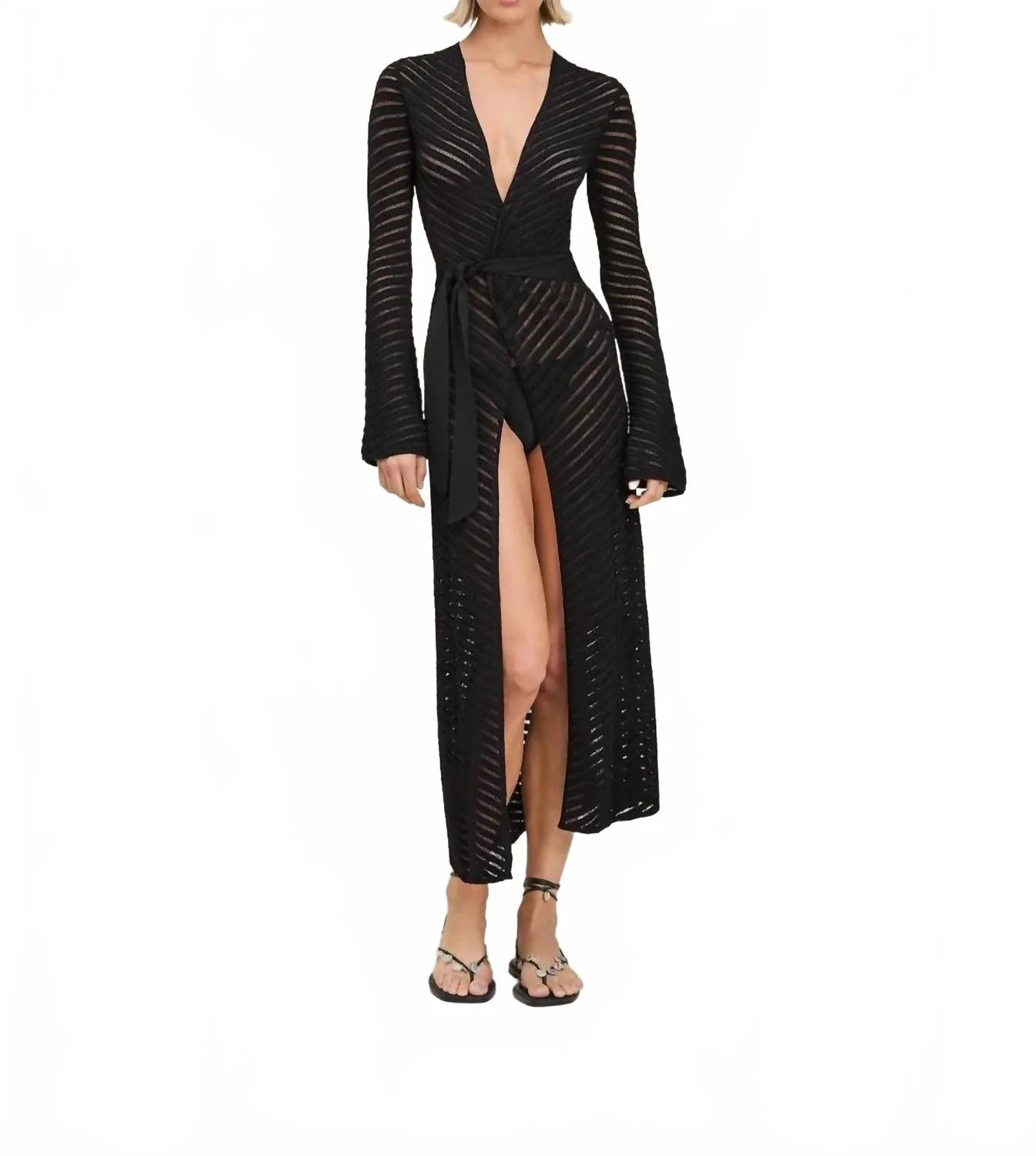 Elliott Robe Cover Up In Black | Shop Simon