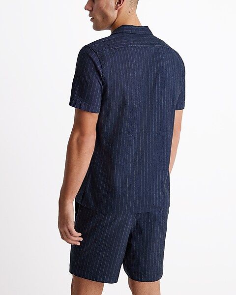 Striped Linen-Blend Short Sleeve Shirt | Express
