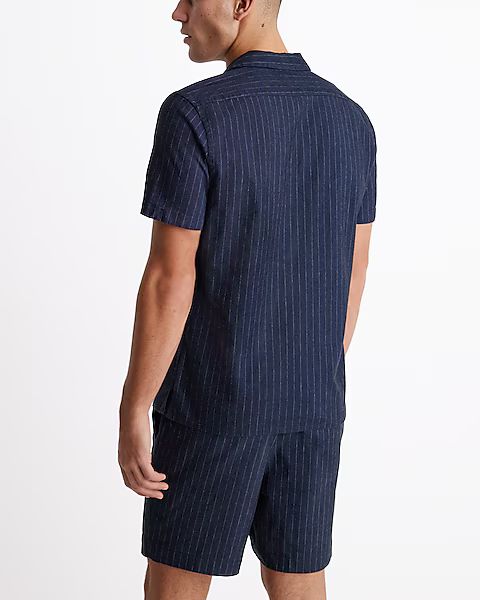 Striped Linen-Blend Short Sleeve Shirt | Express (Pmt Risk)
