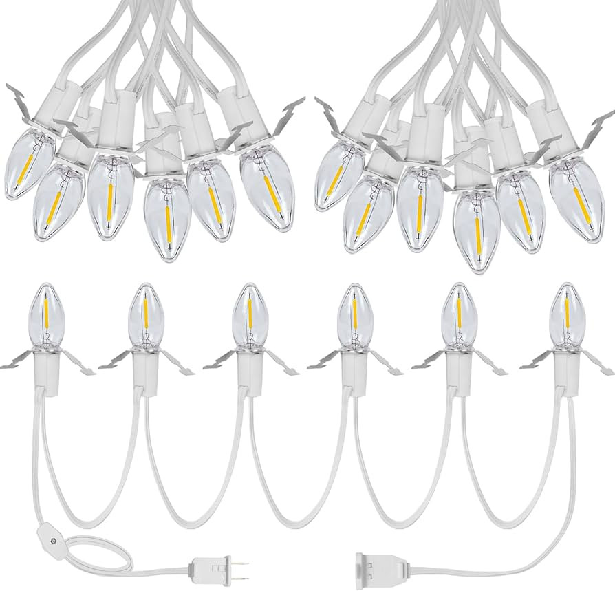 AUMAYCO Accessory Cord with 6 LED C7 Bulbs - 13.5FT UL Listed White Cord with On/Off Switch Plugs... | Amazon (US)