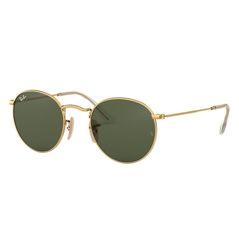Ray-Ban Round Flat Gold Sunglasses, Green Lenses - Rb3447n | Ray-Ban (US)