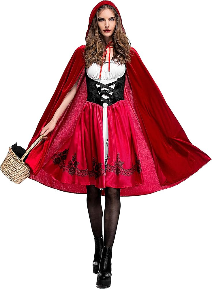 Soyoekbt Women's Little Red Riding Hood Costume Halloween Cloak Cosplay | Amazon (US)