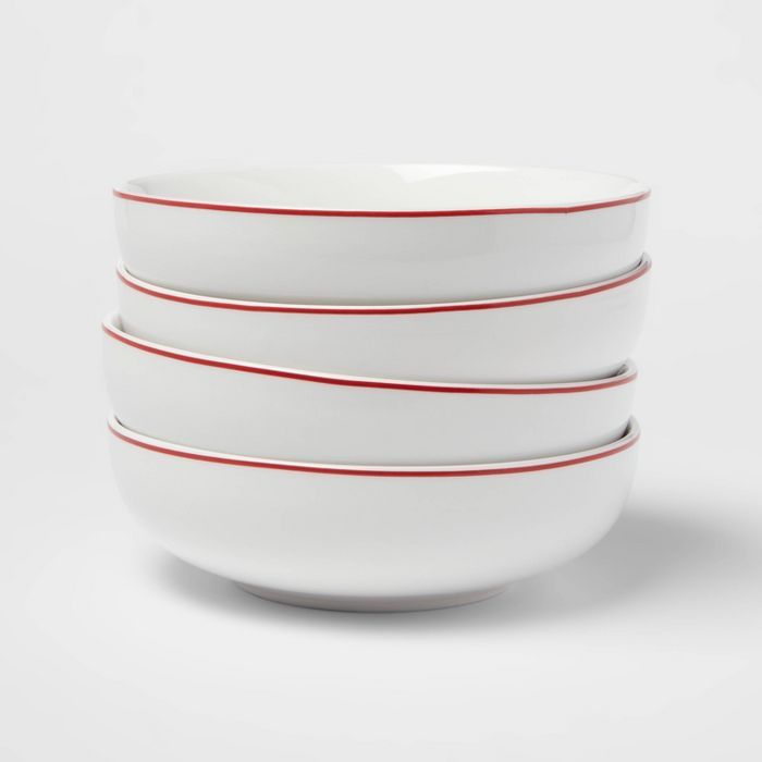 40oz 4pk Stoneware Dinner Bowls Red - Threshold™ | Target