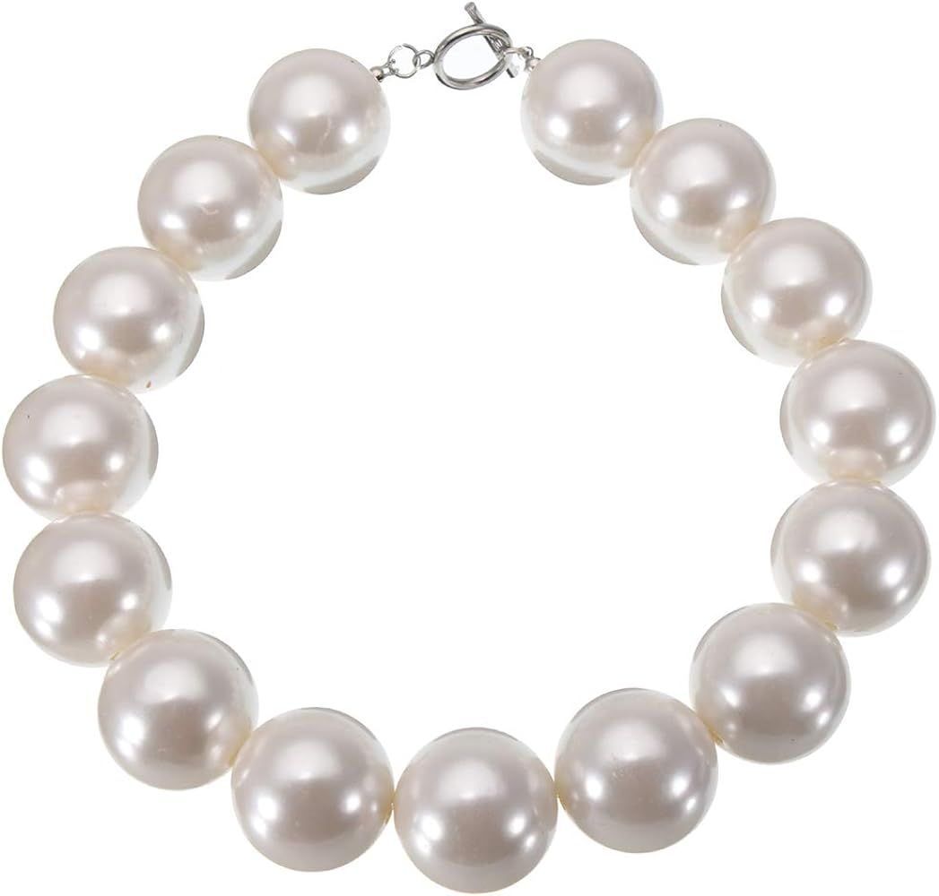Fashion Single Chain Big Copy CCB Resin Simulated Pearl Bib Collar Choker Statement Necklace Chri... | Amazon (US)