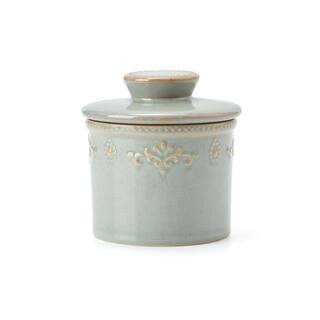 6 oz. Vintage Green Ceramic Butter Crock With Water Line, Keeps Your Butter Fresh and Spreadable (Set of 1) | The Home Depot