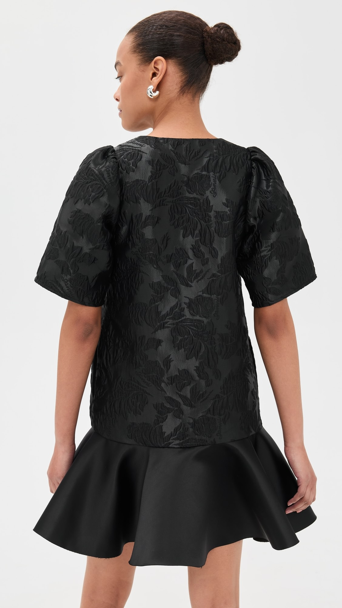 Satin Cloque Mini V Neck Dress | Shopbop