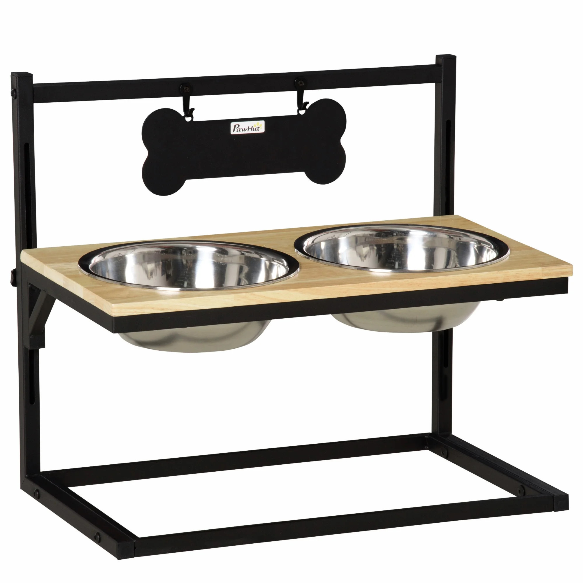 PawHut Elevated Dog Bowls w/ Stainless Steel Bowls Adjustable Platform | Walmart (US)