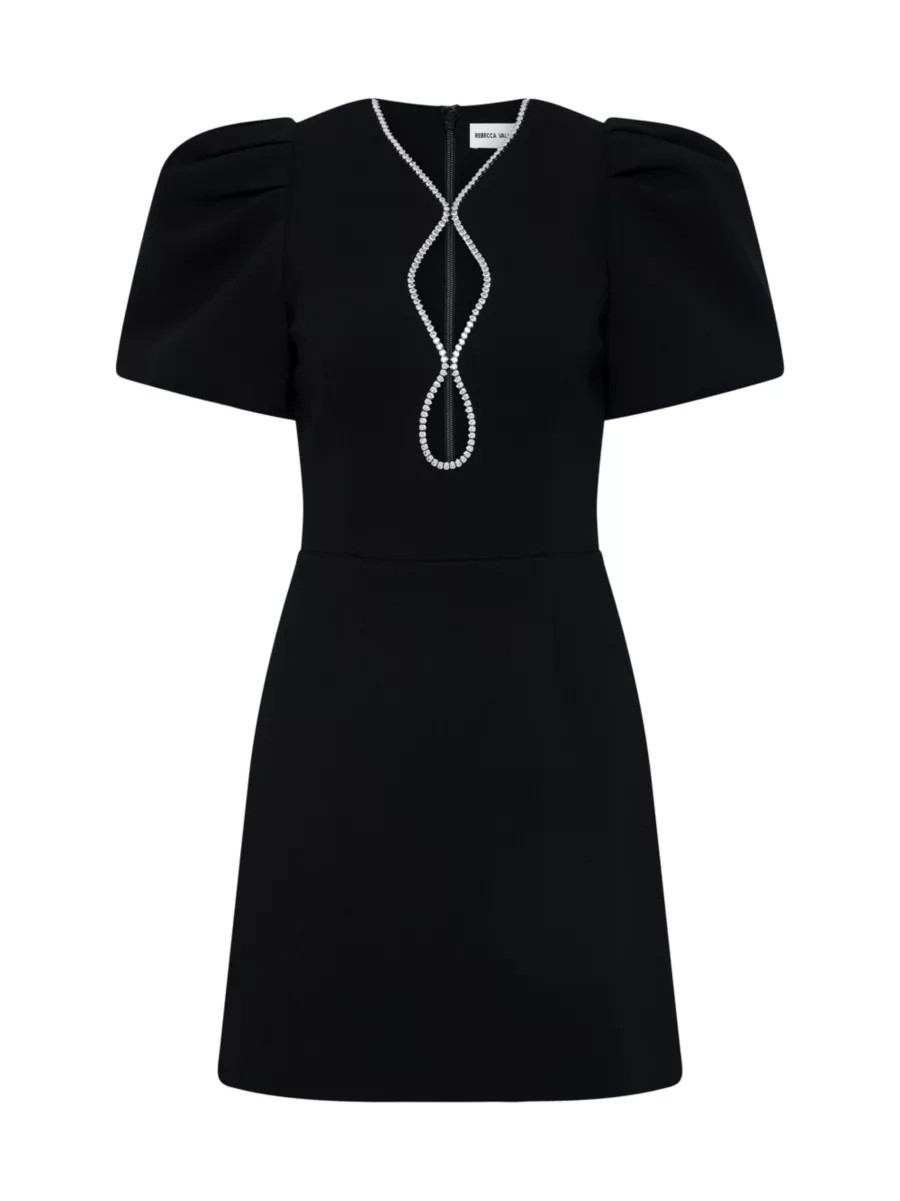 Estella Crystal-Embellished Balloon-Sleeve Minidress | Saks Fifth Avenue