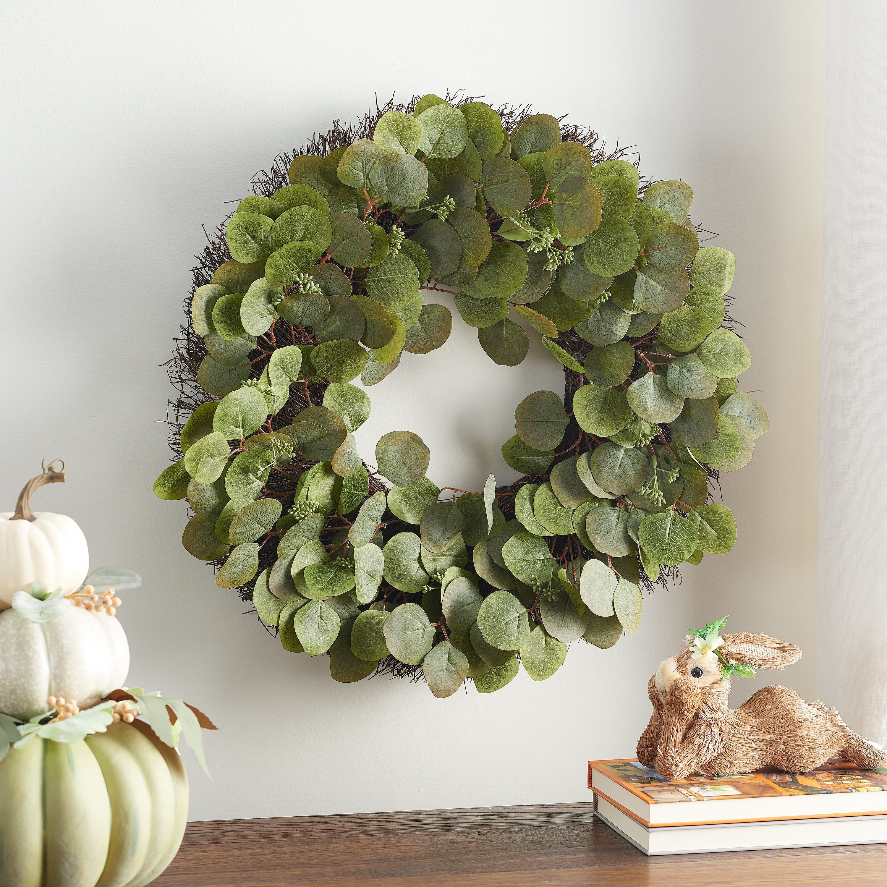Way to Celebrate Harvest Eucalyptus Leaves Wreath Asm 24" | Walmart (US)