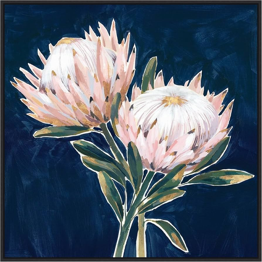 Amanti Art Framed Canvas Wall Art Print (30x30) King Protea Flowers by Isabelle Z Float Framed Ca... | Amazon (US)