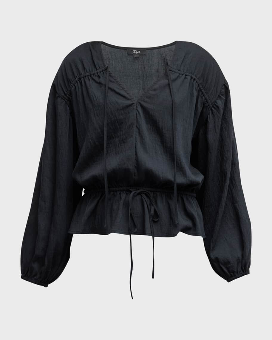 Abra Long-Sleeve Peplum-Hem Blouse | Neiman Marcus