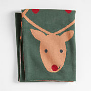 Reindeer Organic Cotton Baby Christmas Stroller Blanket | Crate & Kids | Crate & Barrel