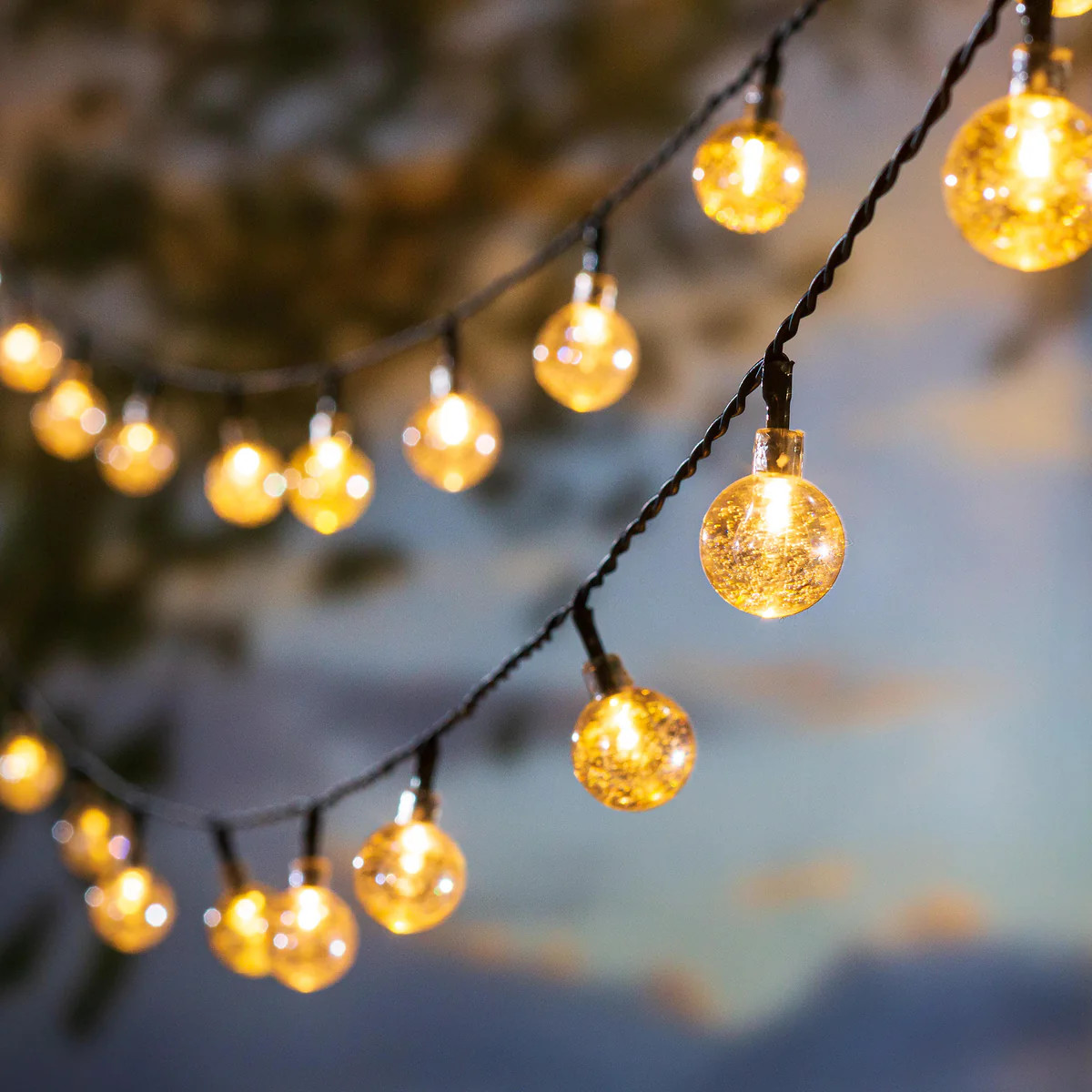 Multi-Function Solar Ball String Lights With Warm White LEDs | Plow & Hearth