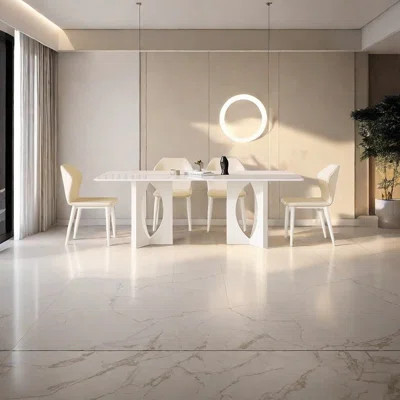 Modern Cream White Marble Dining Table | Wayfair North America